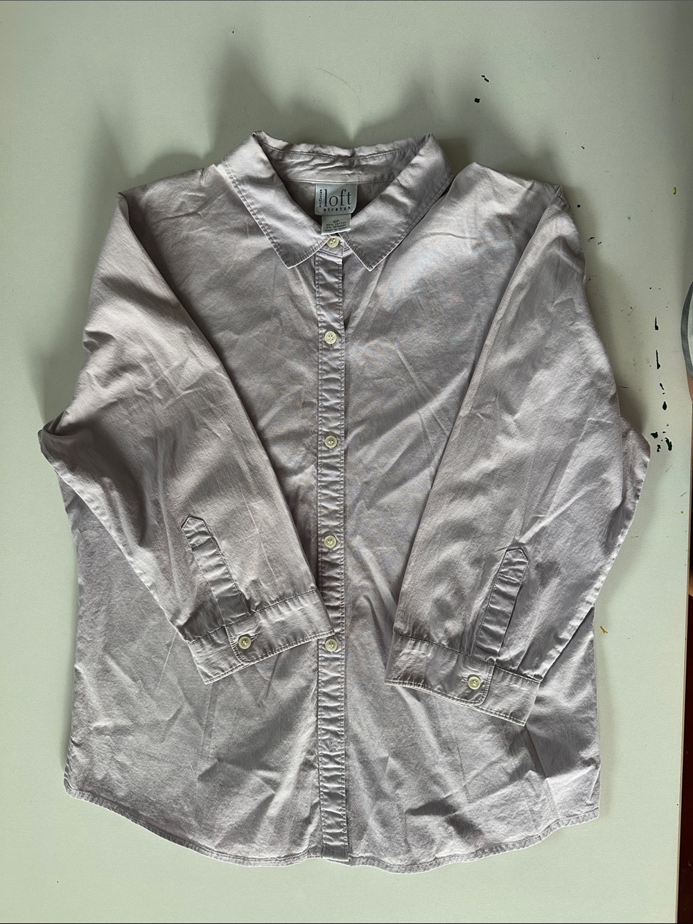 LOFT Pale Lavender Collared Button-Front Shirt
